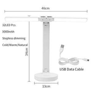 LED Desk Lamp USB Dimmable Touch Foldable Table Lamp with Calendar Temperature Clock Night Light for Study Reading Lamp
