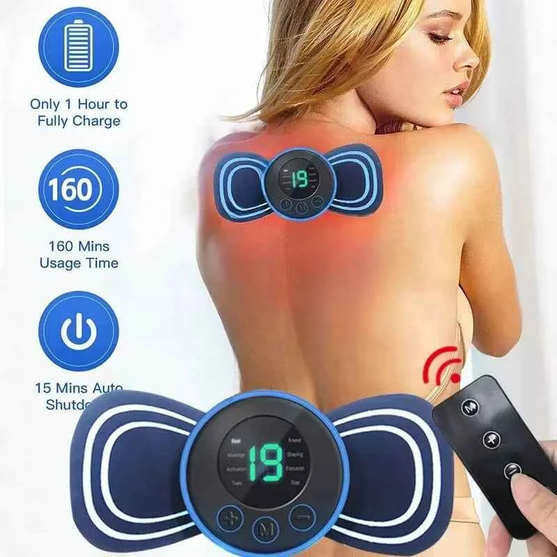 Portable Electric Intelligent Mini Neck Massager Patch for Back and Shoulder Massager With Pad and Remote
