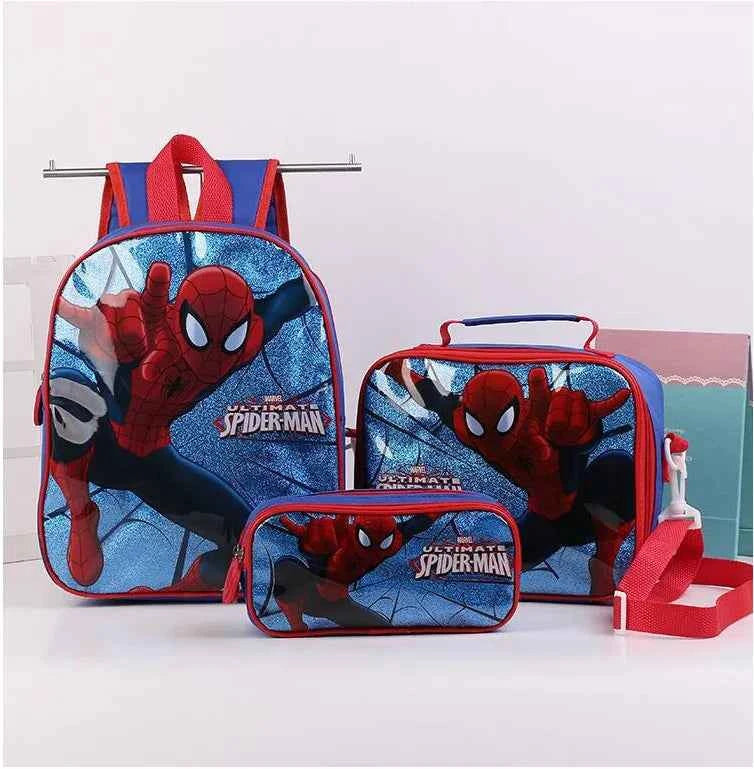 3pcs/set Hot Selling Cartoon Marvel Spider Man Avengers Princess Boy and Girl Children's Backpack Pencil Case Shoulder Bag Set