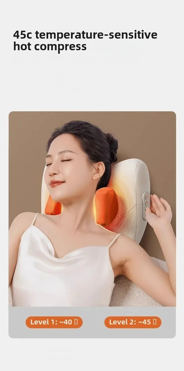 Oreiller masseur pour dos, nuque et épaules — confort profond, détente instantanée