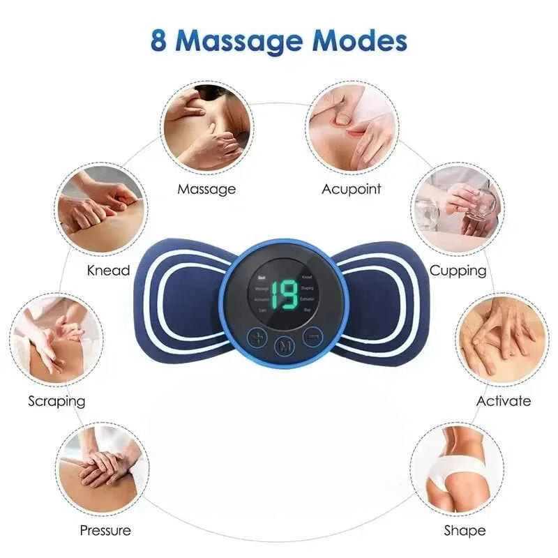 Portable Electric Intelligent Mini Neck Massager Patch for Back and Shoulder Massager With Pad and Remote