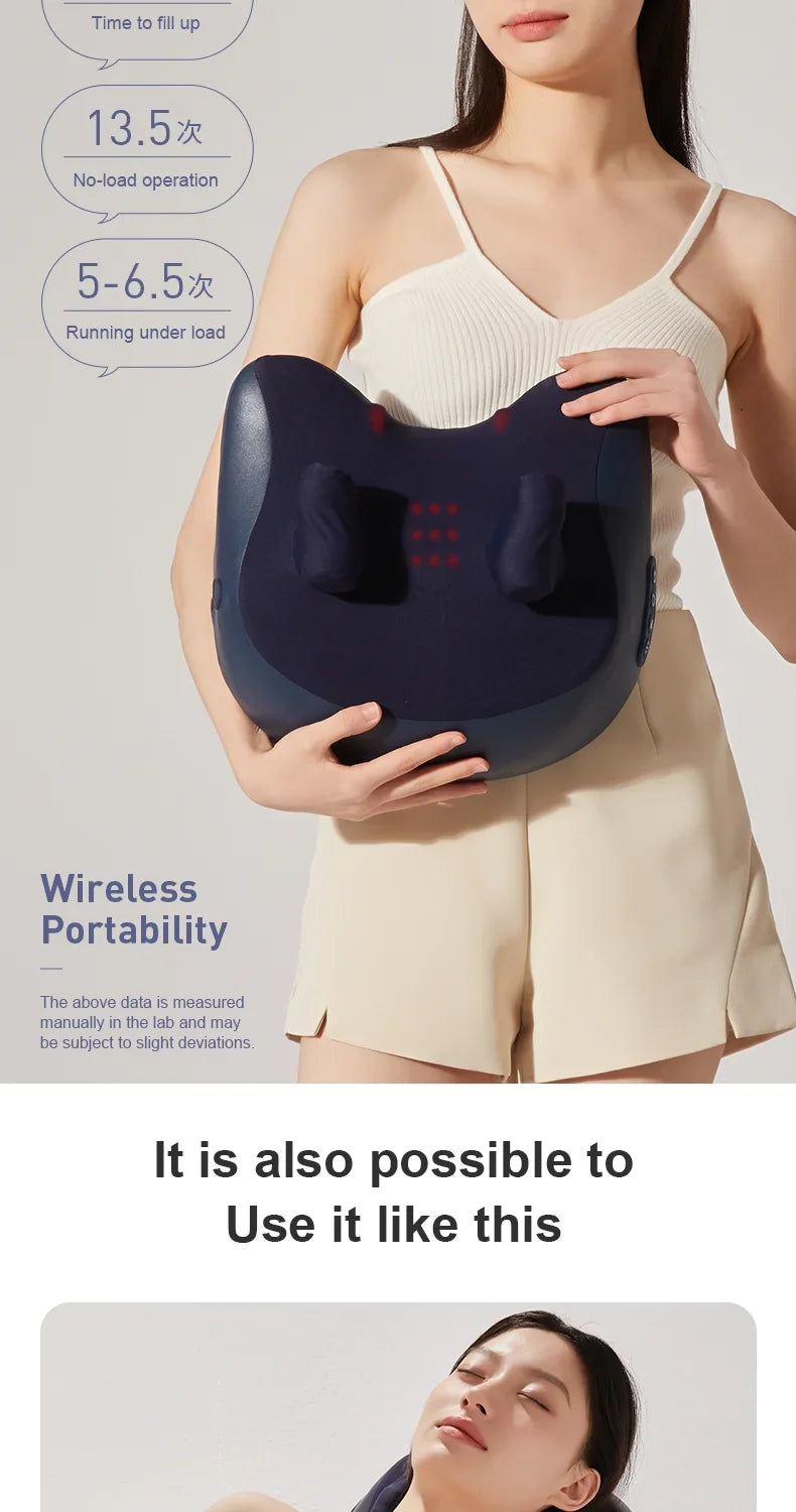 Oreiller masseur pour dos, nuque et épaules — confort profond, détente instantanée